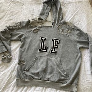 grey LF distressed hoodie xs